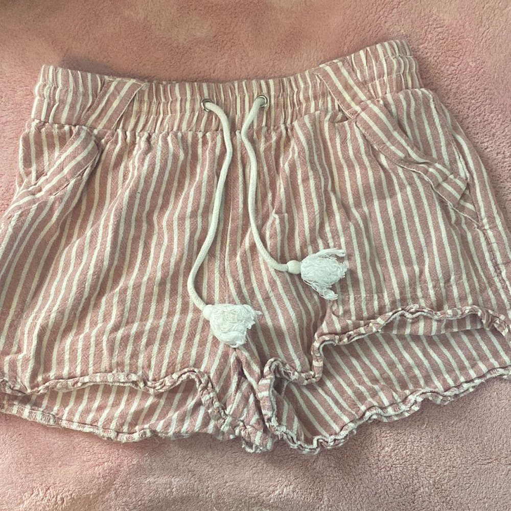 Pink and white striped shorts